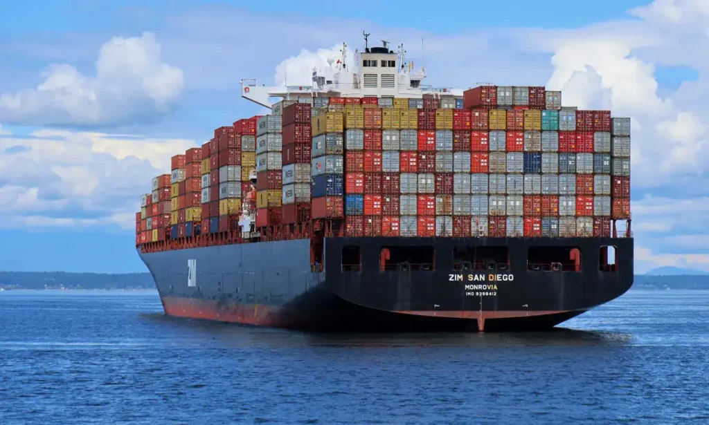 A&nbsp;container ship<br />
