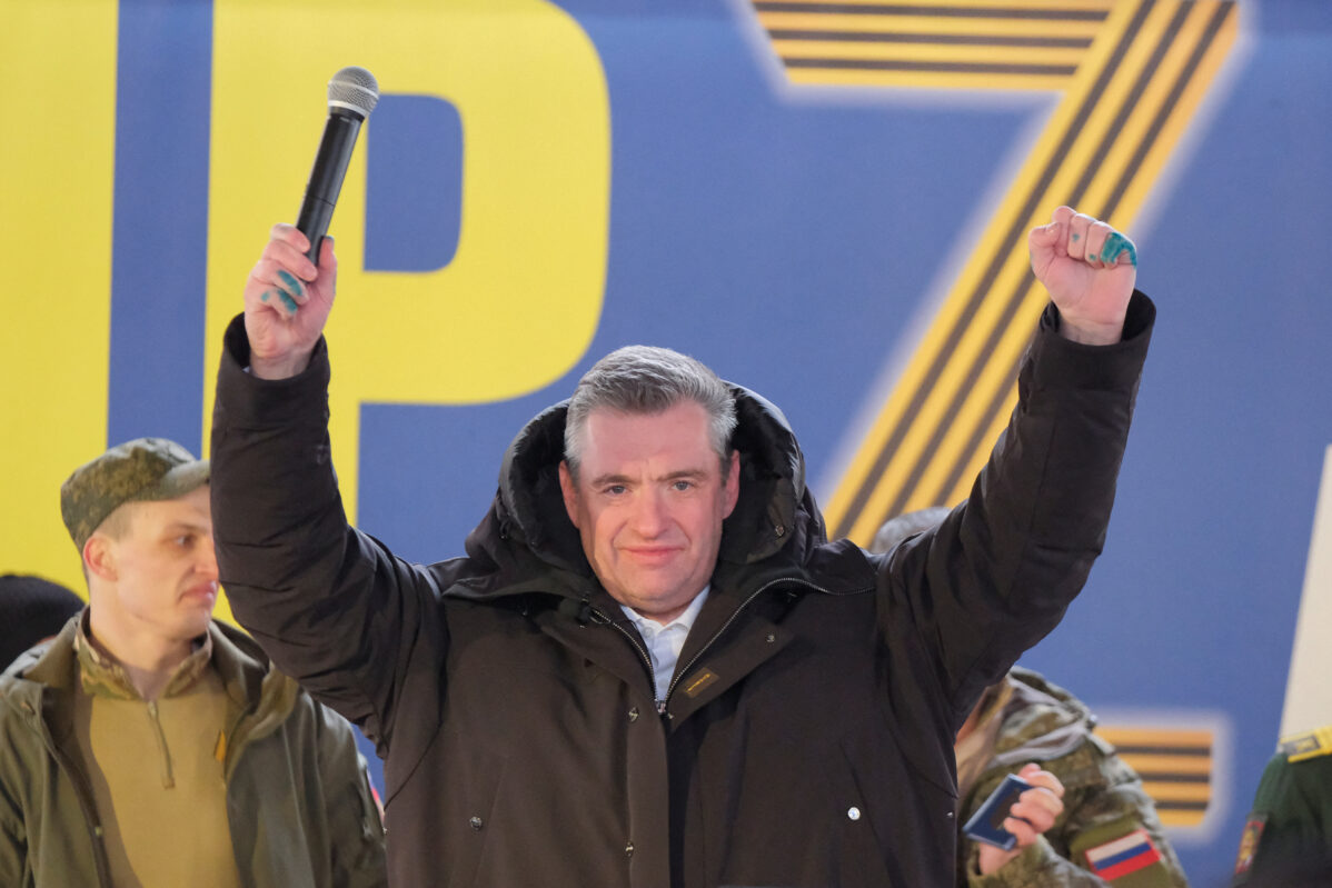 Леонид Слуцкий на своем предвыборном митинге в День защитника Отечества в Москве