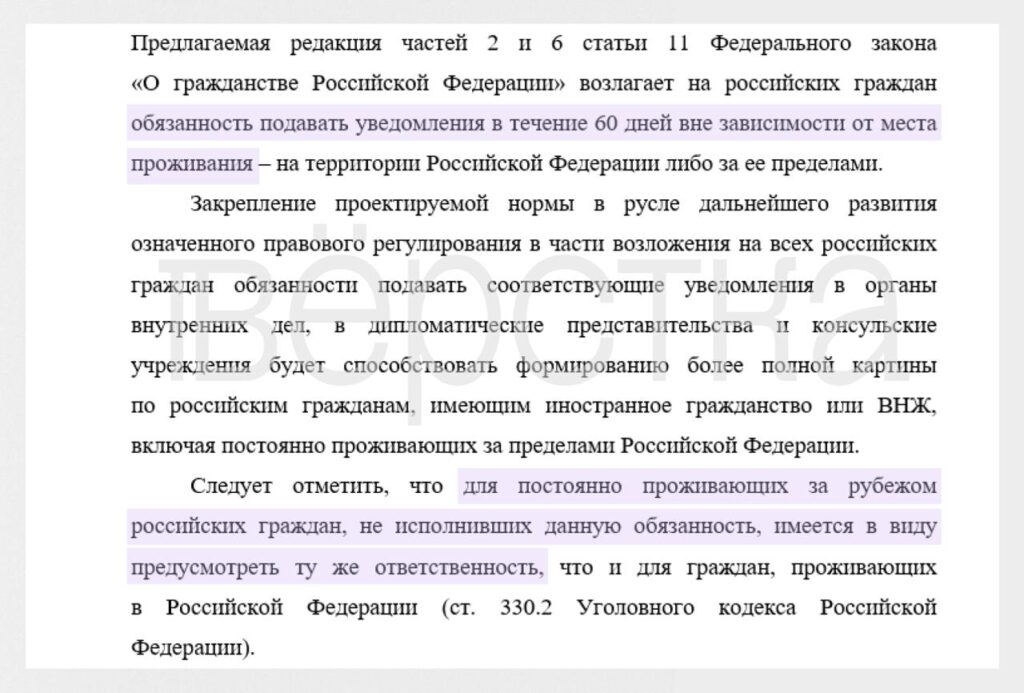 За неуведомление консульства РФ о&nbsp;новом гражданстве или ВНЖ хотят ввести уголовное наказание